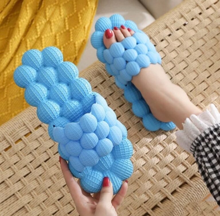 Blue bubble slide sandals