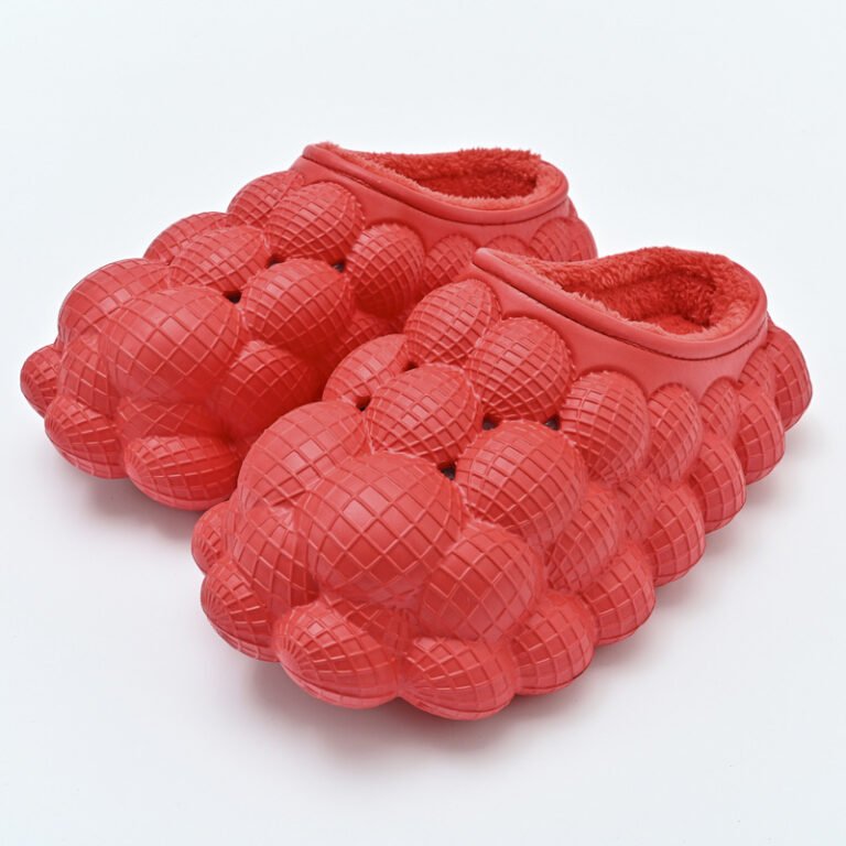 Red bubble slide sandals